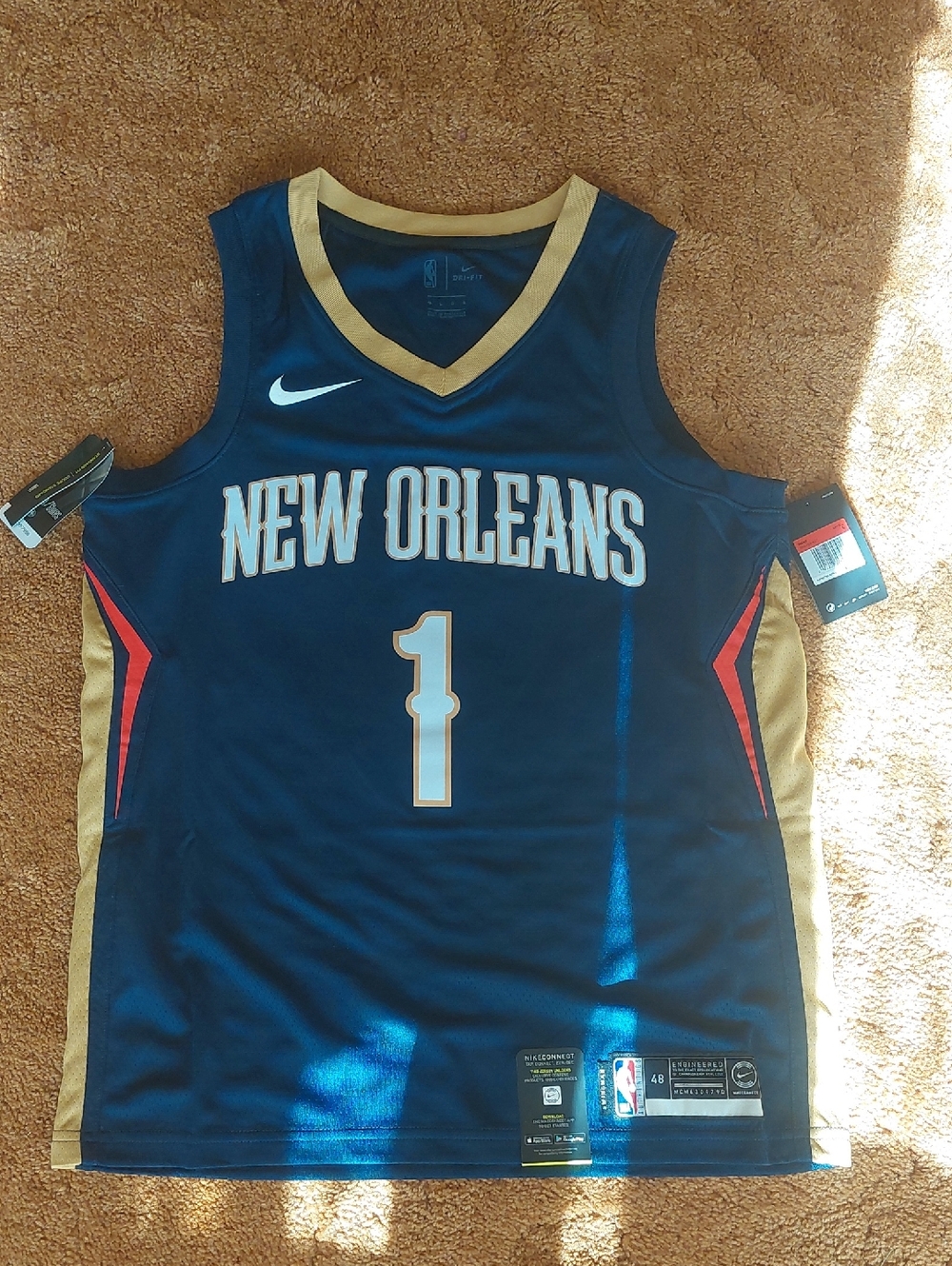 Zion Williamson NBA Nike New Orleans Navy Gold Basketball Jersey #1